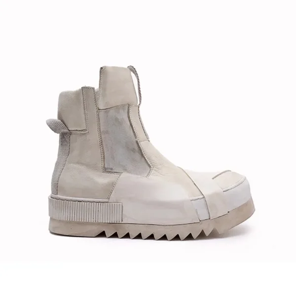 Designer Punk Boots Men Luxury Cowhide Genuine Leather Fashion High Top Sneakers High Quality Platform Shoes Size 45